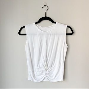 Knot Front Sleeveless Crop Top in White